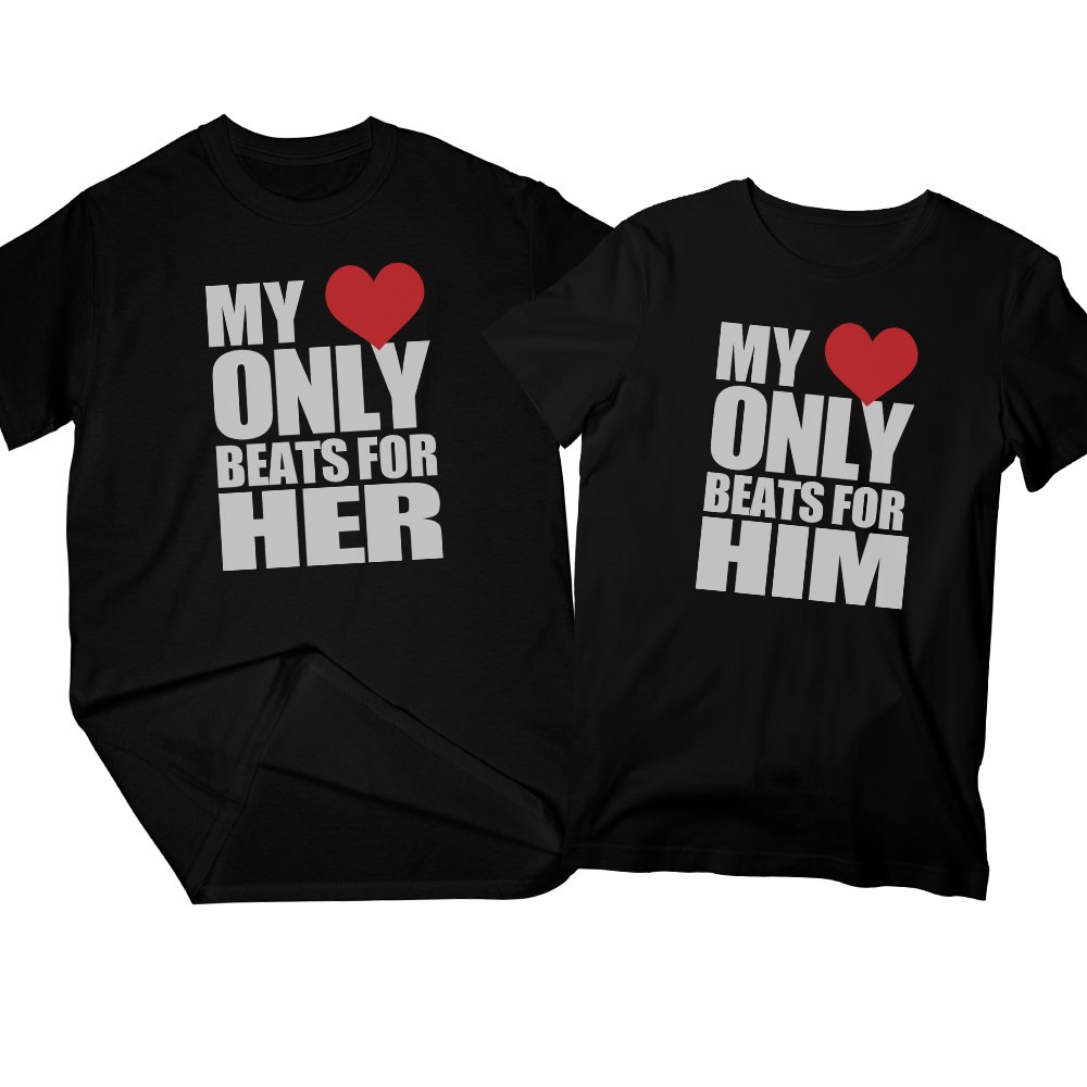 My Heart Only Beats For Him Her Matching Couple T Shirts His And Her Db Baetees 8177