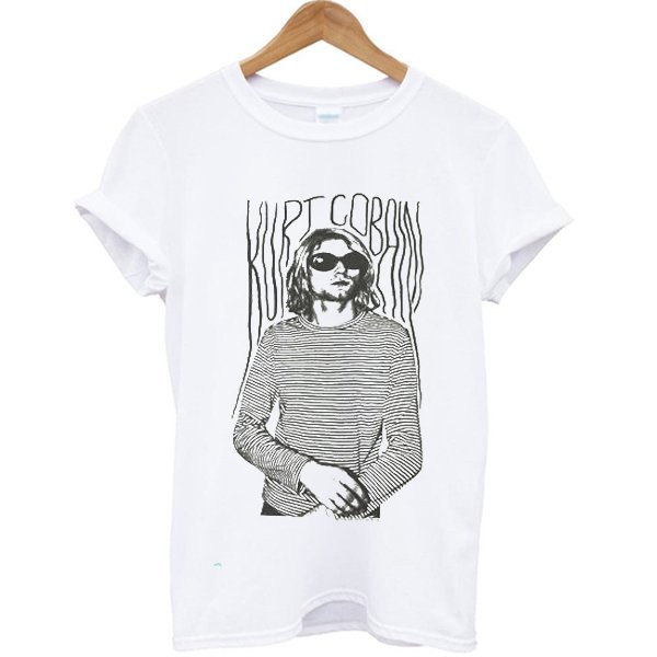 Kurt Cobain Striped Shirt T-shirt - baetees