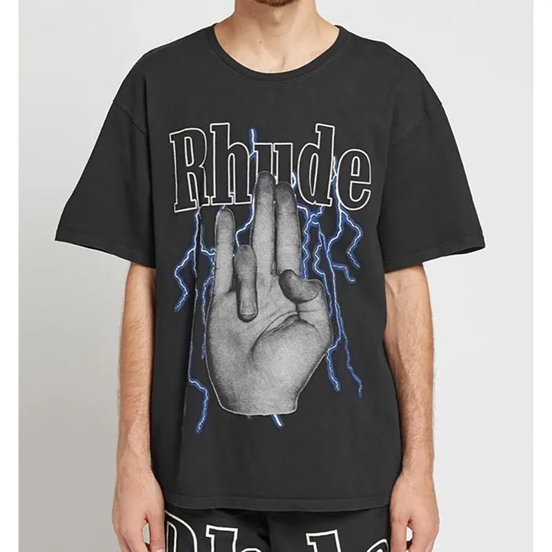 Rhude Shoker Hand Print T Shirt   Baetees